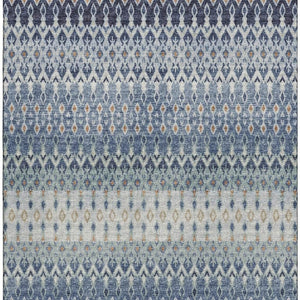 HomeRoots 9' X 12' Vibrant Aqua Gray & Orange Tribal Area Rug - Washable, UV Protected, Durable for High Traffic Areas 643808