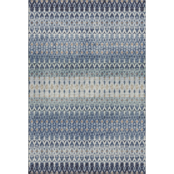 HomeRoots 10' Aqua Gray Orange Tribal Area Rug - Washable, UV-Protected & Durable for High-Traffic Spaces! 643809