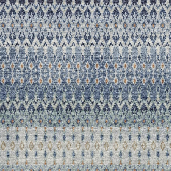 HomeRoots 10' Aqua Gray Orange Tribal Area Rug - Washable, UV-Protected & Durable for High-Traffic Spaces! 643809