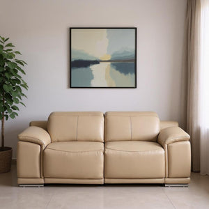 HomeRoots 80" Luxurious Black Leather Power Reclining Loveseat with Silver Accents for Modern Comfort & Style 643818