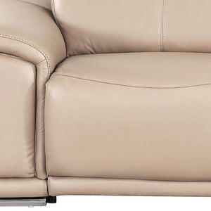 HomeRoots 80" White and Silver Leather Power Reclining Loveseat – Luxurious Comfort with Modern Style & Support 643821