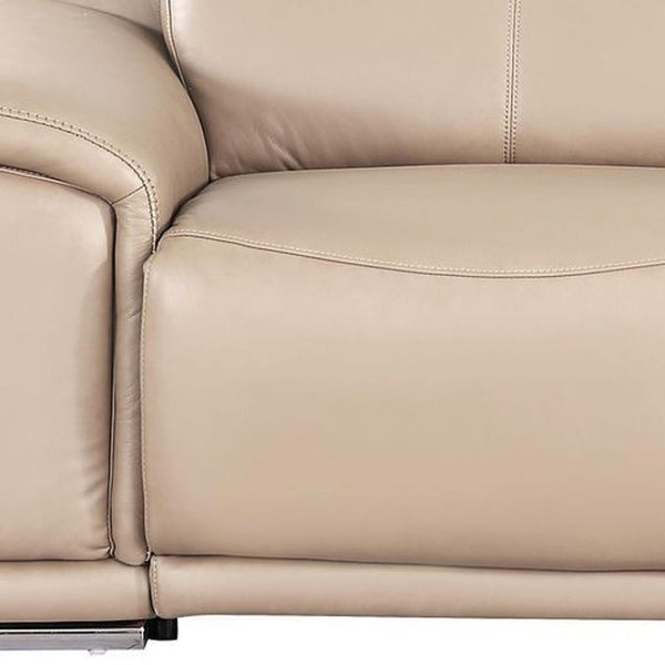 HomeRoots 80" White and Silver Leather Power Reclining Loveseat – Luxurious Comfort with Modern Style & Support 643821