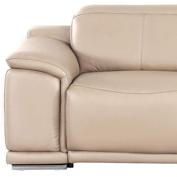 HomeRoots 80" White and Silver Leather Power Reclining Loveseat – Luxurious Comfort with Modern Style & Support 643821