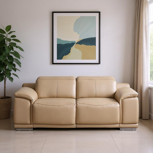 HomeRoots 80" White and Silver Leather Power Reclining Loveseat – Luxurious Comfort with Modern Style & Support 643821