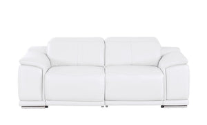 HomeRoots 80" White and Silver Leather Power Reclining Loveseat – Luxurious Comfort with Modern Style & Support 643821