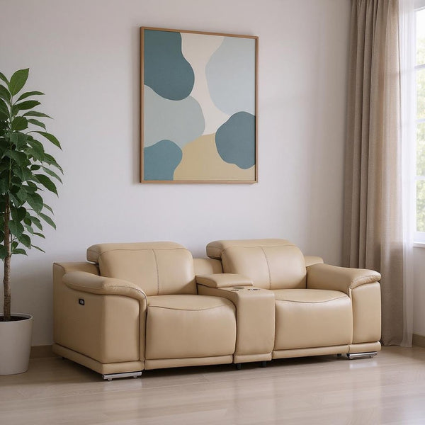 HomeRoots 93" Black Leather Power Reclining Loveseat - Luxurious Comfort, Modern Style & Durable Design for Two 643824