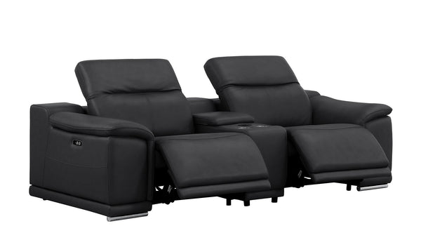 HomeRoots 93" Black Leather Power Reclining Loveseat - Luxurious Comfort, Modern Style & Durable Design for Two 643824