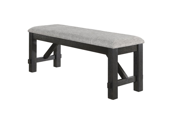 English Elm Cottage 48" Upholstered Wheat Seat Bench with Charcoal Frame — Cozy 2-Tone Wooden Dining Seating B011P290541