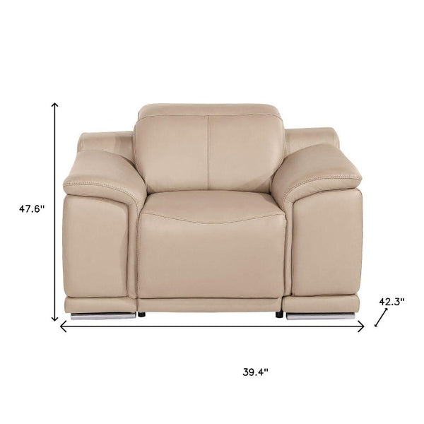 48 Inch Genuine Leather Power Wall Hugger Recliner with Usb Charging for Living Room