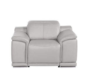 HomeRoots 48 Inch Genuine Leather Power Wall Hugger Recliner with Usb Charging for Living Room Gray - B 643832