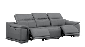 Two Piece Genuine Leather Living Room Sofa Set Seating Four in Sleek Gray