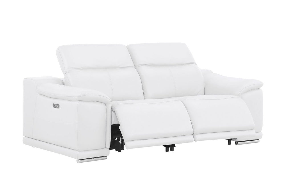 HomeRoots Two Piece Genuine Leather Sofa Set Seating Four for Stylish Modern Living Room Comfort White 643839