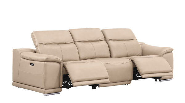 Three Piece Genuine Leather Sectional Sofa Set for Elegant Five Seat Living Room Comfort