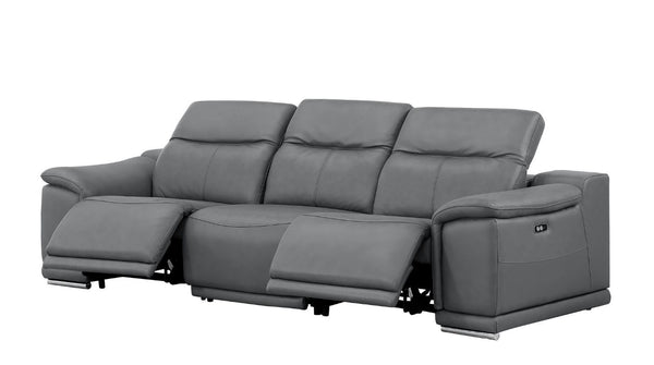 HomeRoots Three Piece Genuine Leather Sectional Sofa Set with Seating for Six Adults 643855