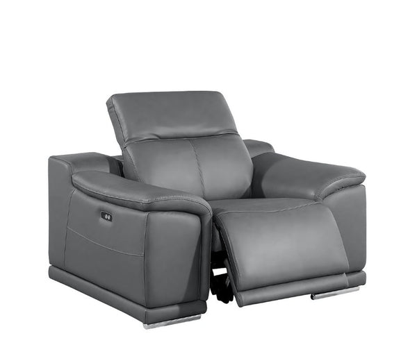 Three Piece Genuine Leather Sectional Sofa Set with Seating for Six Adults