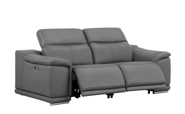 Three Piece Genuine Leather Sectional Sofa Set with Seating for Six Adults
