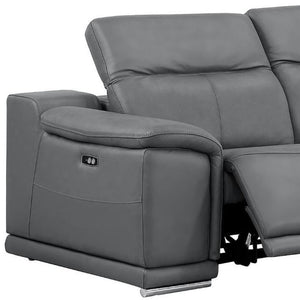 Three Piece Genuine Leather Sectional Sofa Set with Seating for Six Adults