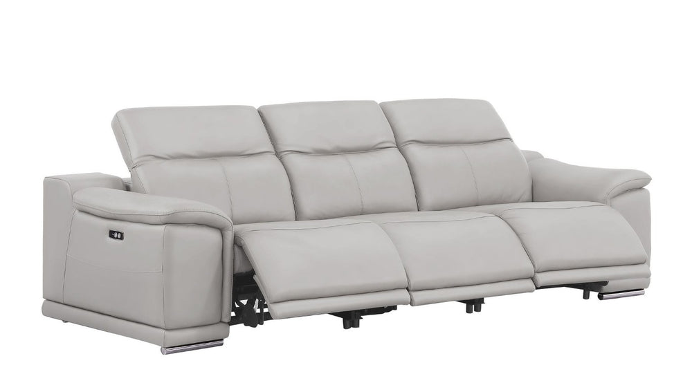 HomeRoots Three Piece Genuine Leather Sectional Sofa Set Seating Six in Ash Gray 643856
