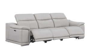 HomeRoots Three Piece Genuine Leather Sectional Sofa Set Seating Six in Ash Gray 643856