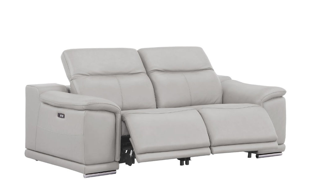HomeRoots Three Piece Genuine Leather Sectional Sofa Set Seating Six in Ash Gray 643856