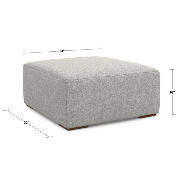 English Elm Rex Modular Ottoman Upholstered in Recycled Performance Fabric for Modern Living Rooms B136P436949