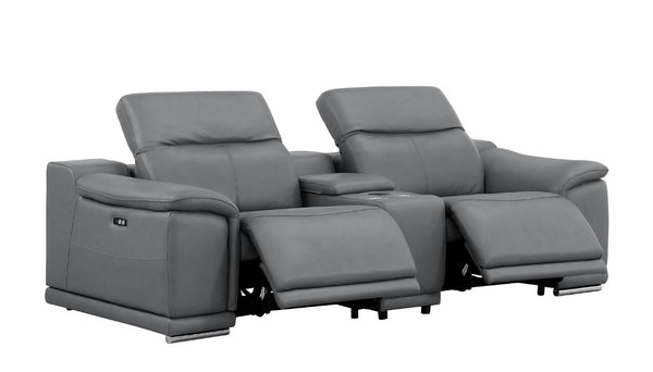 HomeRoots Three Piece Genuine Leather Sectional Sofa Set Seats Six in Modern Living Room 643867