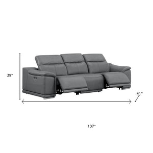 Three Piece Genuine Leather Sectional Sofa Set Seats Six in Modern Living Room