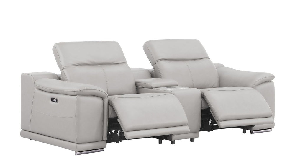 HomeRoots Three Piece Genuine Leather Sectional Sofa Set for Six in Modern Living Room 643868