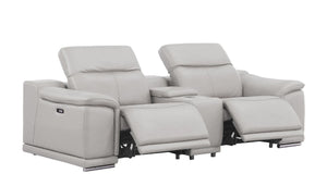 HomeRoots Three Piece Genuine Leather Sectional Sofa Set for Six in Modern Living Room 643868