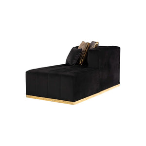 HomeRoots Black Velvet U-Shaped Three-Piece Sofa Sectional with Chaise & Toss Pillows for Stylish Comfort 643877