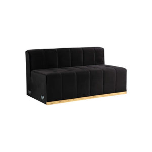 HomeRoots Black Velvet U-Shaped Three-Piece Sofa Sectional with Chaise & Toss Pillows for Stylish Comfort 643877