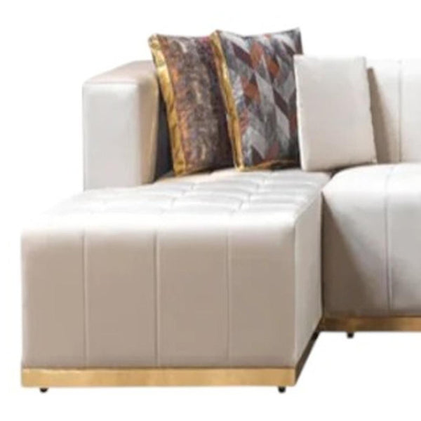 HomeRoots Ivory Velvet U-Shaped Sectional Sofa with Double Chaise & Decorative Toss Pillows for Luxe Comfort 643878