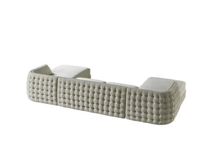 HomeRoots Cream Velvet U-Shaped Sectional Sofa with Double Chaise & Toss Pillows for Luxurious Living Spaces 643881