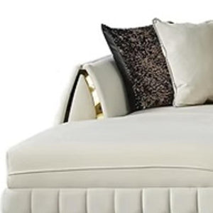 HomeRoots Cream Velvet U-Shaped Sectional Sofa with Double Chaise & Toss Pillows for Luxurious Living Spaces 643881