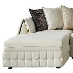 HomeRoots Cream Velvet U-Shaped Sectional Sofa with Double Chaise & Toss Pillows for Luxurious Living Spaces 643881
