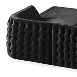 HomeRoots Black Velvet U-Shaped Sectional Sofa with Double Chaise & 8 Toss Pillows for Modern Living Rooms 643882