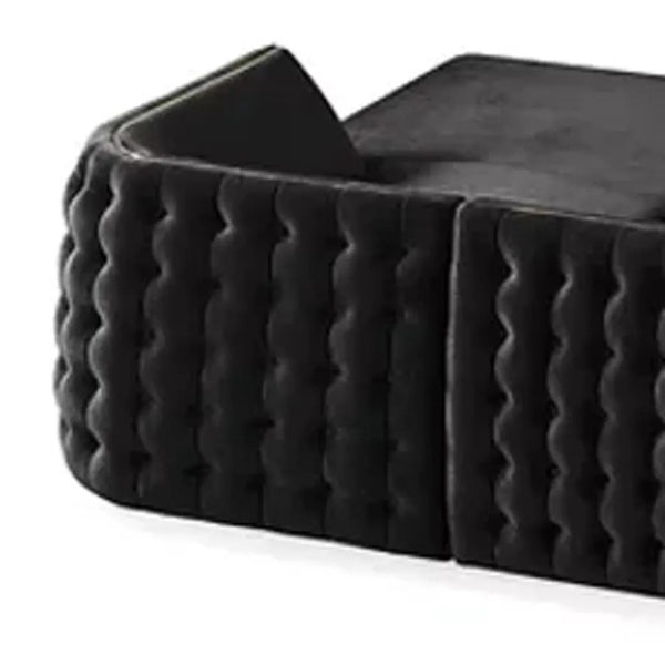 HomeRoots Black Velvet U-Shaped Sectional Sofa with Double Chaise & 8 Toss Pillows for Modern Living Rooms 643882