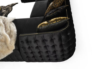 HomeRoots Black Velvet U-Shaped Sectional Sofa with Double Chaise & 8 Toss Pillows for Modern Living Rooms 643882