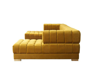 HomeRoots Mustard Velvet U-Shaped Sectional Sofa with Toss Pillows - Luxurious Comfort & Stylish Design! 643885