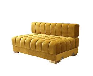 HomeRoots Mustard Velvet U-Shaped Sectional Sofa with Toss Pillows - Luxurious Comfort & Stylish Design! 643885