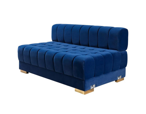 HomeRoots Blue Velvet U-Shaped Sectional Sofa Set with Toss Pillows – Luxurious Comfort & Glamorous Design 643886