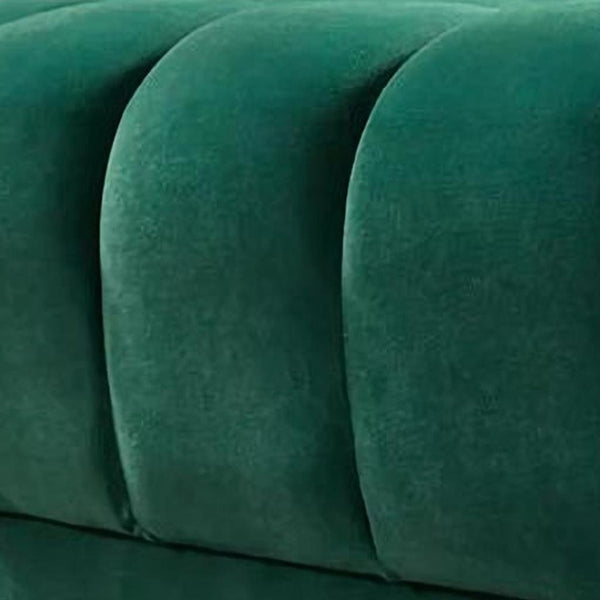 HomeRoots Green Velvet U-Shaped Sectional Sofa with Chaise & Toss Pillows - Luxurious Comfort for Entertaining 643887