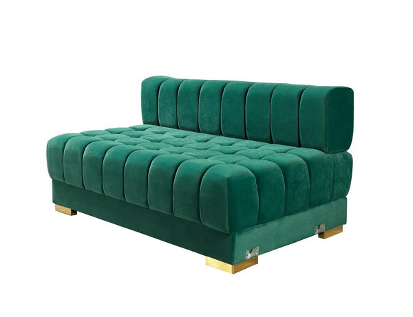 HomeRoots Green Velvet U-Shaped Sectional Sofa with Chaise & Toss Pillows - Luxurious Comfort for Entertaining 643887