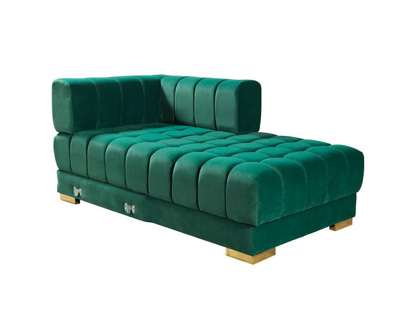 HomeRoots Green Velvet U-Shaped Sectional Sofa with Chaise & Toss Pillows - Luxurious Comfort for Entertaining 643887