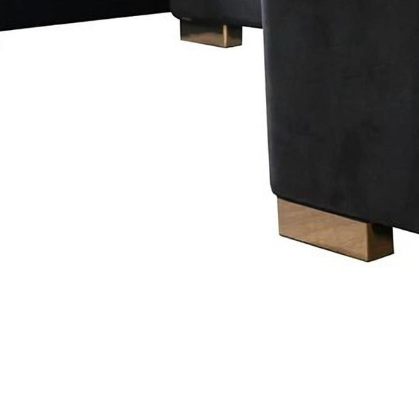 HomeRoots Black Velvet U-Shaped Sectional Sofa with Chaise & Toss Pillows - Luxurious Comfort for Your Home 643889