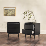 20" Solid Wood 2-Drawer Nightstand - Set of 2 Black LEEB4CBL-2PK Walker Edison