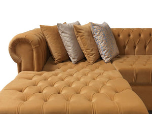 HomeRoots Mustard Velvet U-Shaped Sectional Sofa with 8 Toss Pillows - Luxurious Comfort for Stylish Living Spaces 643890