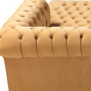 HomeRoots Mustard Velvet U-Shaped Sectional Sofa with 8 Toss Pillows - Luxurious Comfort for Stylish Living Spaces 643890