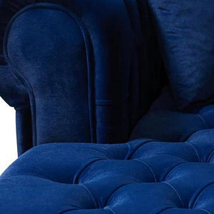 HomeRoots Blue Velvet U-Shaped Sectional Sofa with Chaise & Toss Pillows - Stylish Comfort for Any Living Space 643891