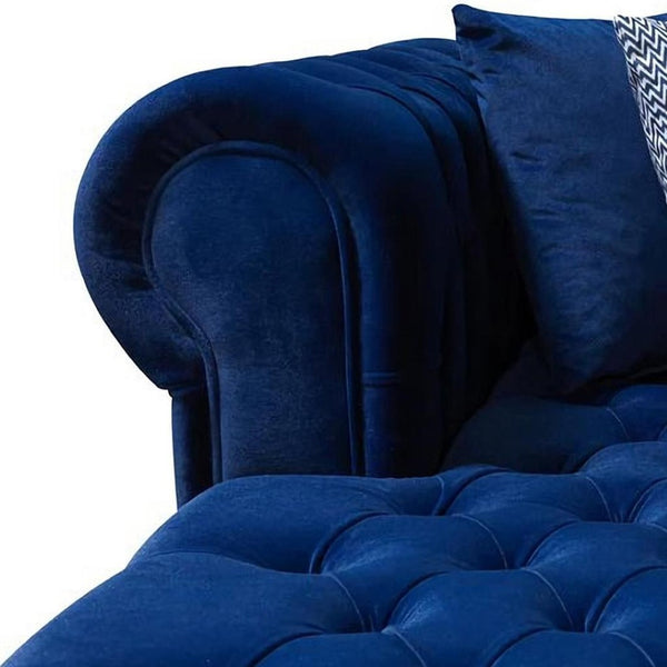 HomeRoots Blue Velvet U-Shaped Sectional Sofa with Chaise & Toss Pillows - Stylish Comfort for Any Living Space 643891